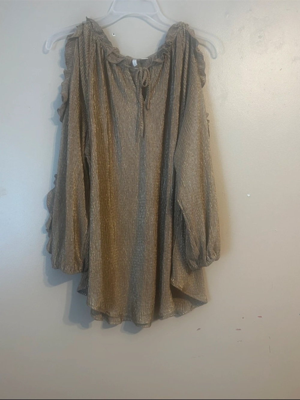 Womens Metallic Tunic Top - Gold